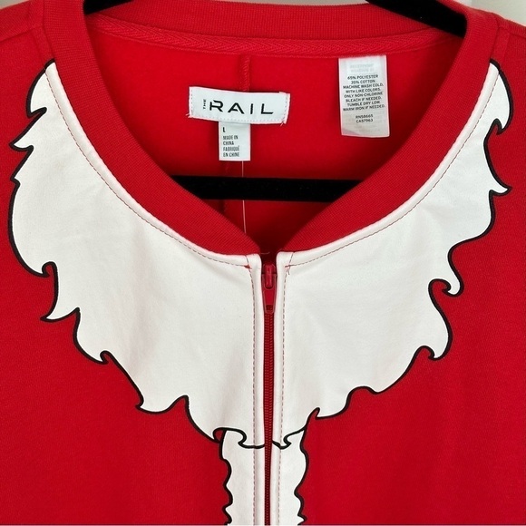 The Rail Unisex Red Santa Fleece One Piece Christmas Pajamas Sz L - Picture 10 of 14